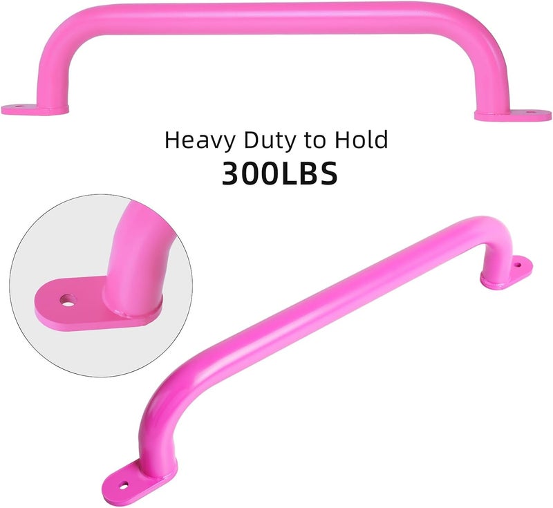 ES Pets 17 Inch 6 Pieces Pink Metal Safety Handles for Playground Equipment - Swing Set Attachment Grab Handle, Playset Accessories Hand Grips, Indoor Kids Monkey Bars for Ceiling - Image 2